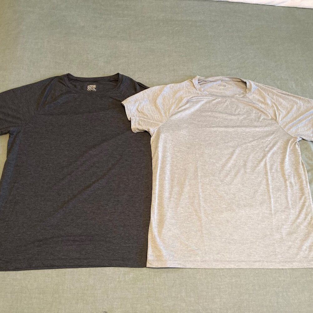 32 Degrees Cool Men's Short Sleeve Crew Neck - Charcoal & Light Gray - Large